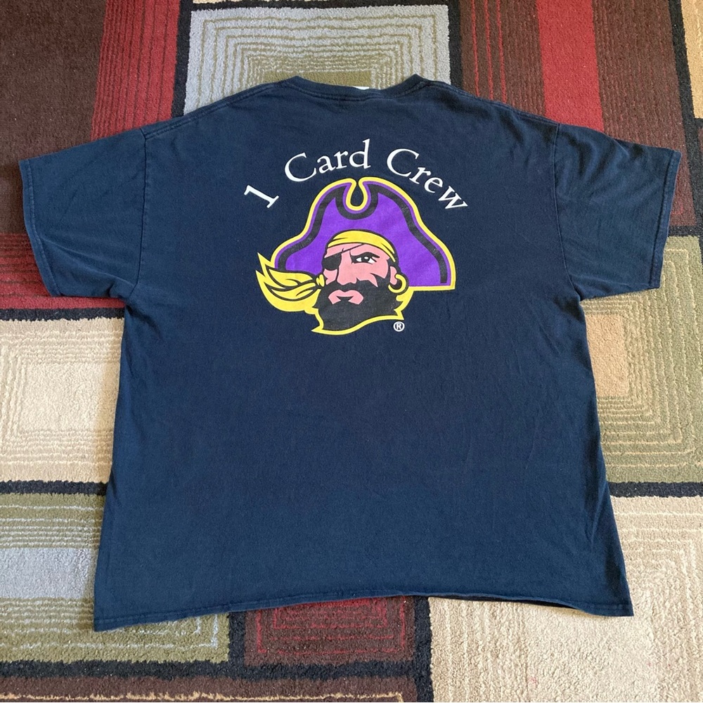East Carolina University ECU Pirates Shirt Short Sleeve 1 Card Crew Men Sz XL